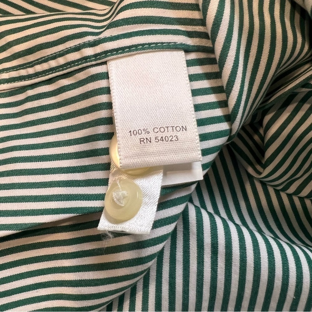 Banana Republic Casual Pinstripes Fitted White Green Button Shirt Cotton 16 - Picture 12 of 12